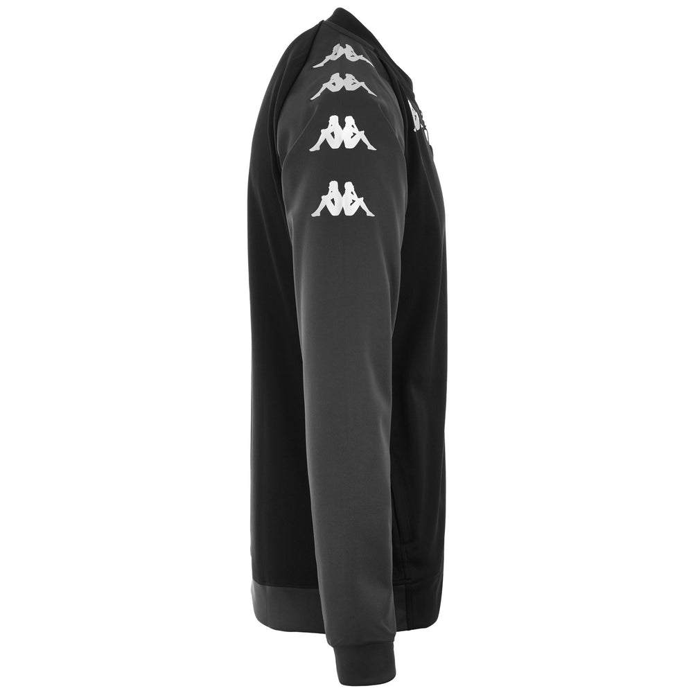 Fleece Man KAPPA4SOCCER VERONE Jacket BLACK - GREY SHADOW DK Dressed Front (jpg Rgb)	