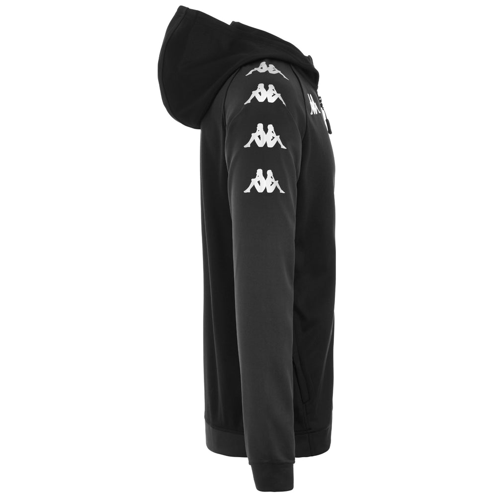 Fleece Man KAPPA4SOCCER TORTONA Jacket BLACK - GREY SHADOW DK Dressed Front (jpg Rgb)	