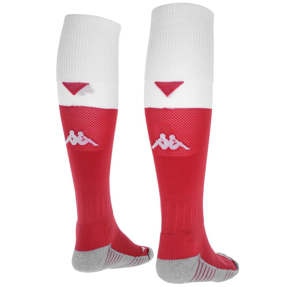 Socks Man KOMBAT SPARK PRO FIORENTINA 1PACK Knee High Sock RED AURA-WHITE Dressed Front (jpg Rgb)	