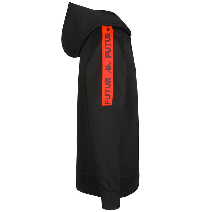 Fleece Unisex AUTHENTIC KOLOR KFF Jumper BLACK-NEON ORANGE Dressed Front (jpg Rgb)	
