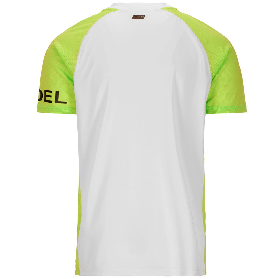 Active Jerseys Man KOMBAT PADEL DAGO Shirt WHITE OFF - GREEN ACID Dressed Side (jpg Rgb)		