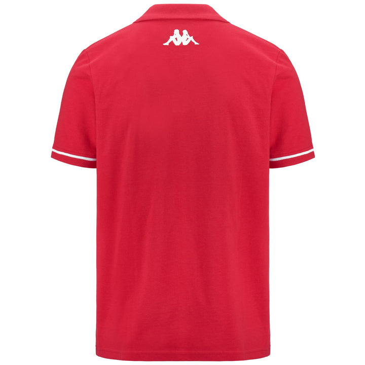 Polo Shirts Man KAPPA4TRAINING BARLI Polo RED-WHITE Dressed Side (jpg Rgb)		
