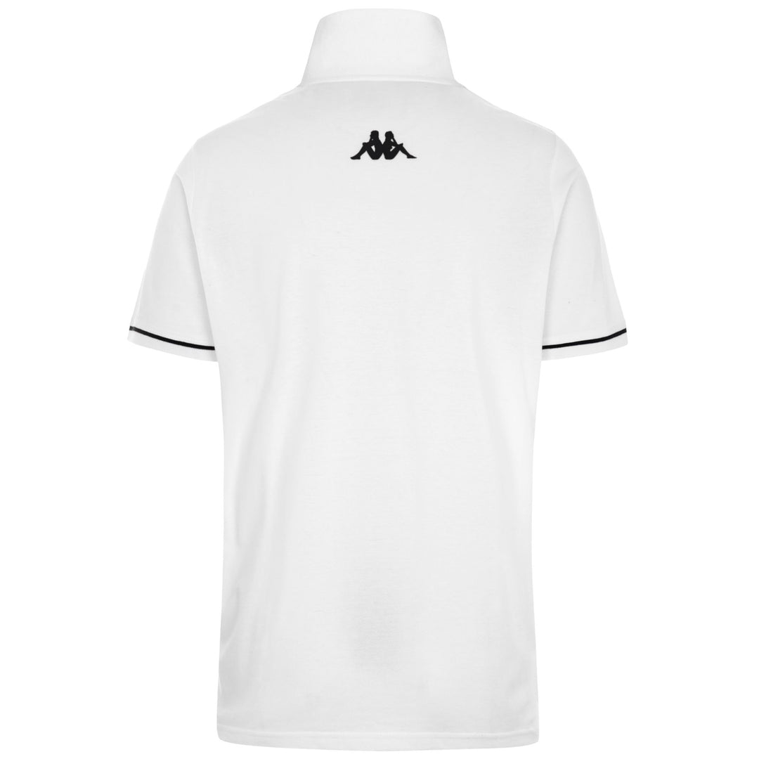 Polo Shirts Man KAPPA4TRAINING BARLI Polo WHITE-BLACK Dressed Front (jpg Rgb)	