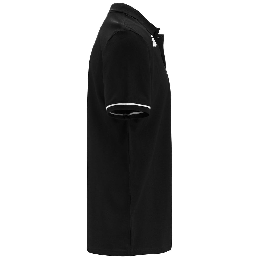 Polo Shirts Man KAPPA4TRAINING BARLI Polo BLACK - WHITE Dressed Front (jpg Rgb)	