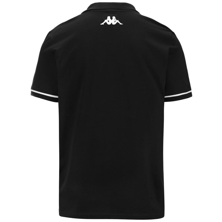 Polo Shirts Man KAPPA4TRAINING BARLI Polo BLACK - WHITE Dressed Side (jpg Rgb)		