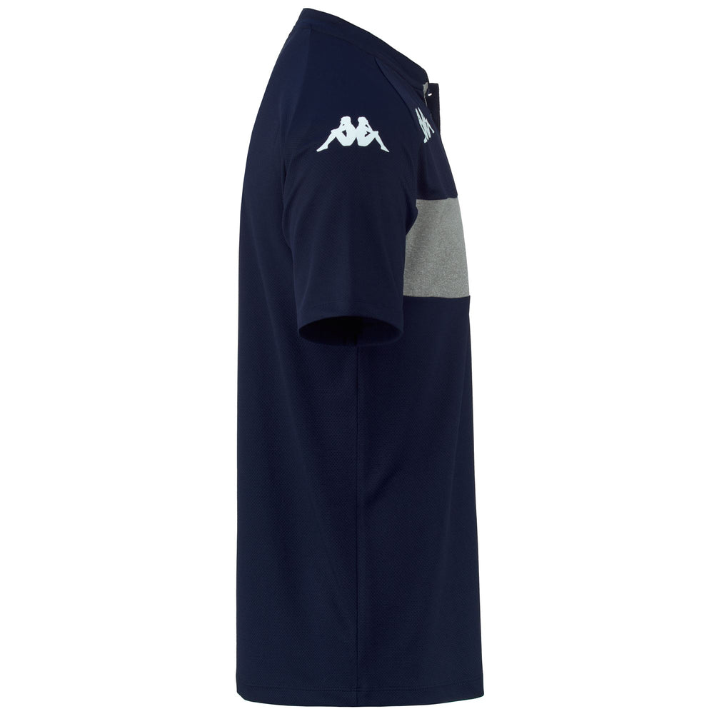 Polo Shirts Man KAPPA4FOOTBALL DALTO Polo BLUE MARINE-GREY MELANGE Dressed Front (jpg Rgb)	