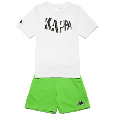 Sets Boy LOGO DUMBY KID Short/ T-Shirt White - Green | kappa Photo (jpg Rgb)			