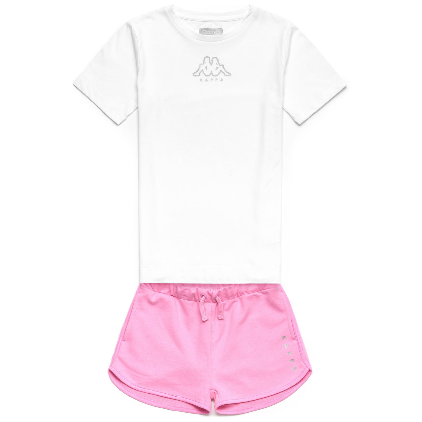Sets Girl LOGO DYNA KID Short/ T-Shirt White - Pink Candy | kappa Photo (jpg Rgb)			