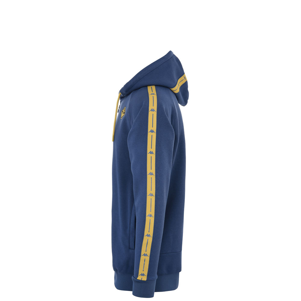 Fleece Man JPN CUMINS FIORENTINA Jacket BLUE ROYAL-YELLOW GOLD Dressed Front (jpg Rgb)	