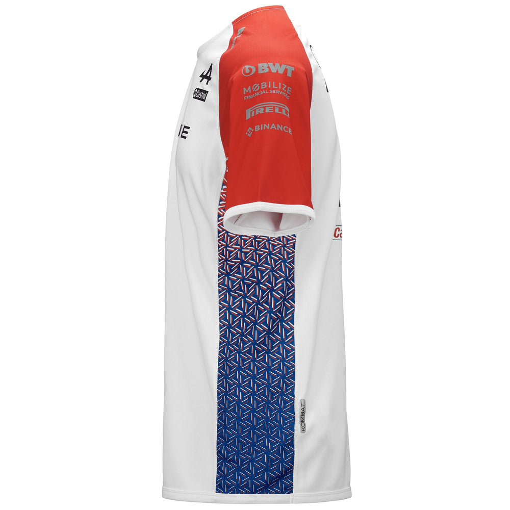 Active Jerseys Man KOMBAT GASLY ALPINE F1 Shirt WHITE - BLUE ROYAL MARINE - ORANGE REDDISH Dressed Front (jpg Rgb)	