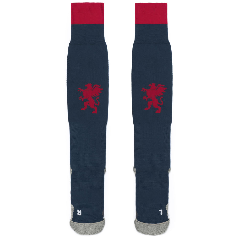 Socks Man KOMBAT SPARK PRO GENOA 1PACK Knee High Sock BLUE DK-RED Dressed Front (jpg Rgb)	