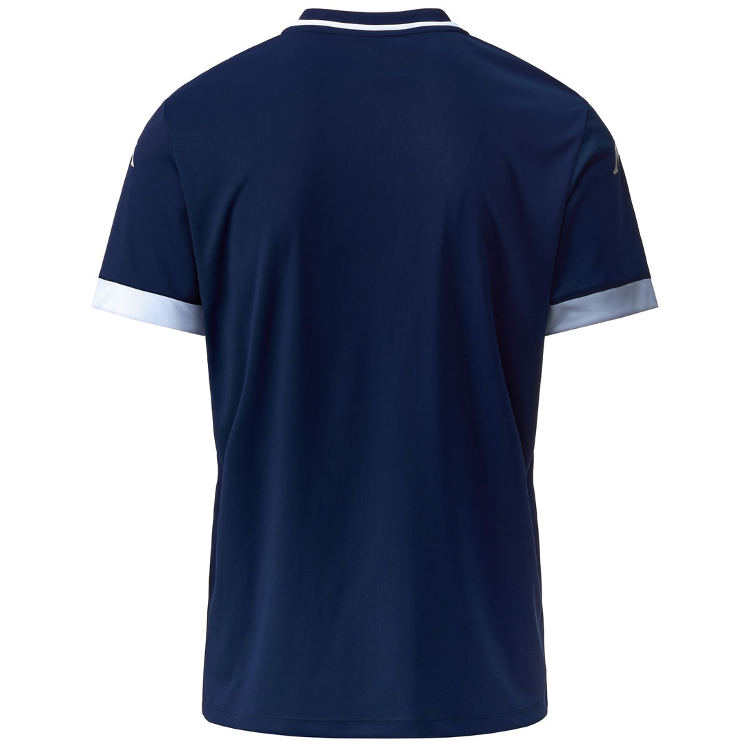 Active Jerseys Man KAPPA4FOOTBALL BOFI Polo Shirt BLUE MARINE - WHITE Dressed Side (jpg Rgb)		