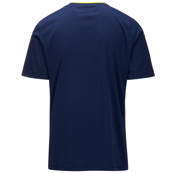 Active Jerseys Man KAPPA4FOOTBALL BUGO Shirt BLUE MARINE-YELLOW CHROME Dressed Side (jpg Rgb)		
