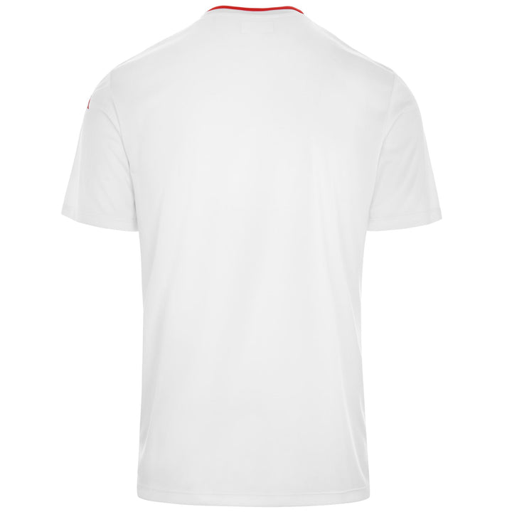 Active Jerseys Man KAPPA4FOOTBALL BUGO Shirt WHITE-RED Dressed Front (jpg Rgb)	