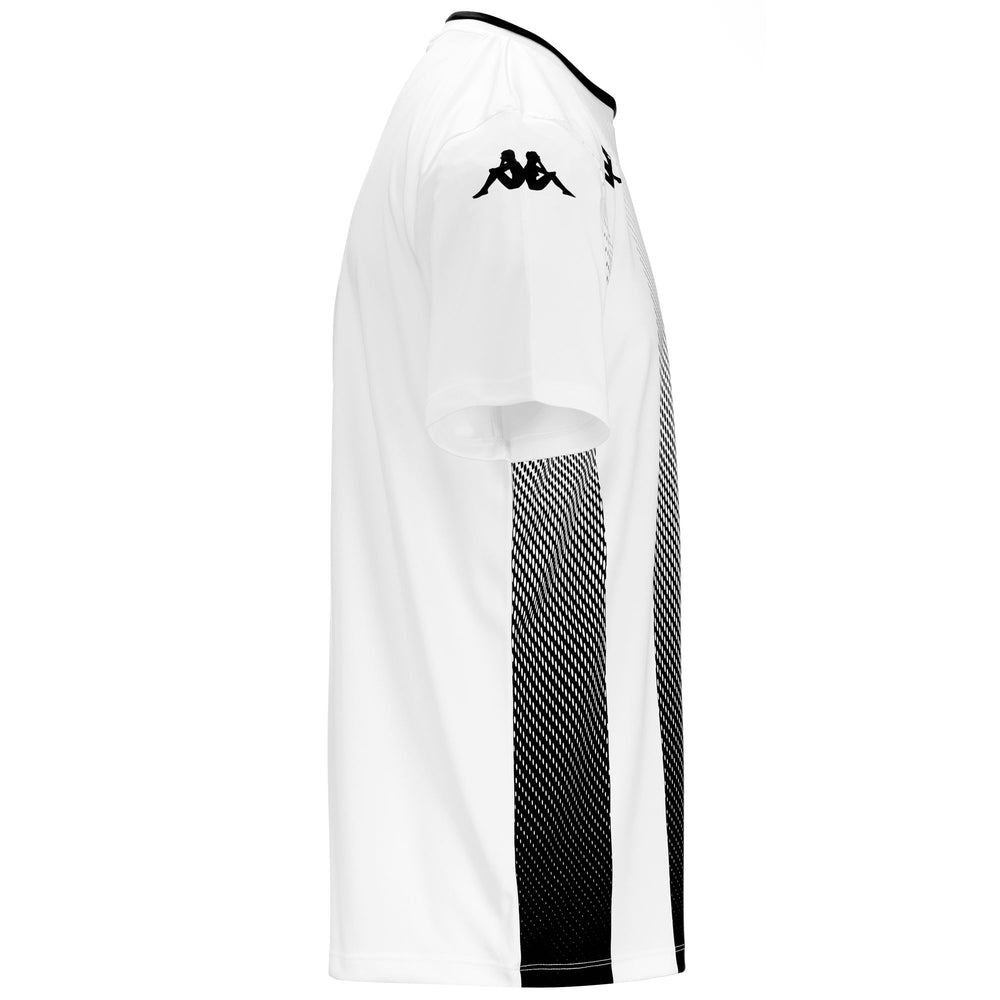 Active Jerseys Man KAPPA4FOOTBALL BUGO Shirt WHITE-BLACK Dressed Front (jpg Rgb)	