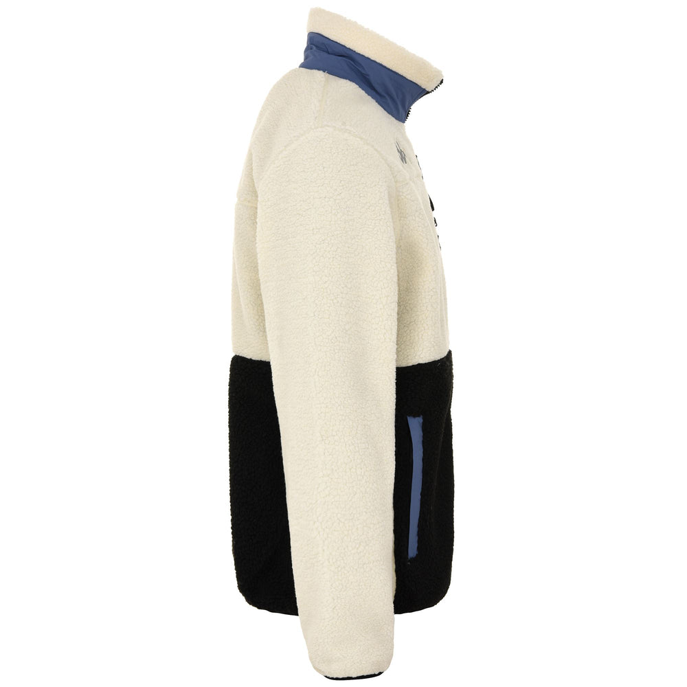 Fleece Man 3CENTO 326 Jacket WHITE ANTIQUE - BLUE DK NAVY - BROWN CINNAMON Dressed Front (jpg Rgb)	