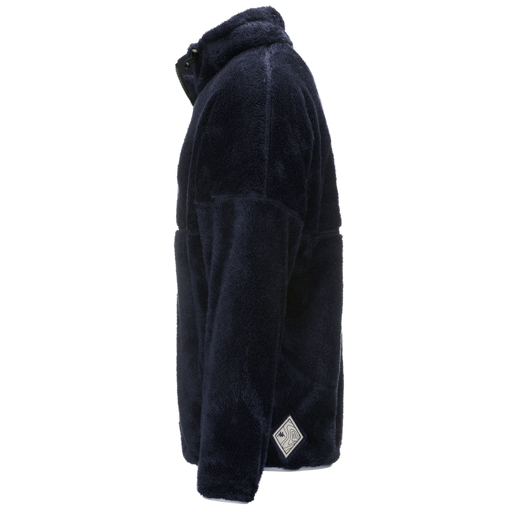 Fleece Unisex WOOLLY Jacket BLUE DK - BLACK Dressed Front (jpg Rgb)	