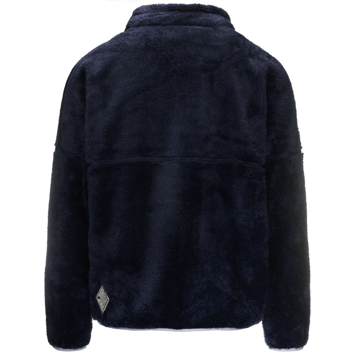 Fleece Unisex WOOLLY Jacket BLUE DK - BLACK Dressed Side (jpg Rgb)		