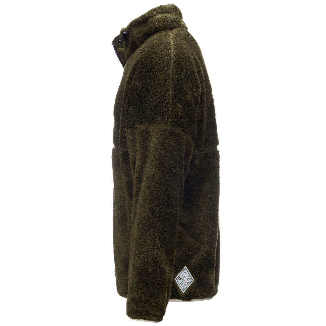 Fleece Unisex WOOLLY Jacket GREEN - BEIGE - BLACK Dressed Front (jpg Rgb)	