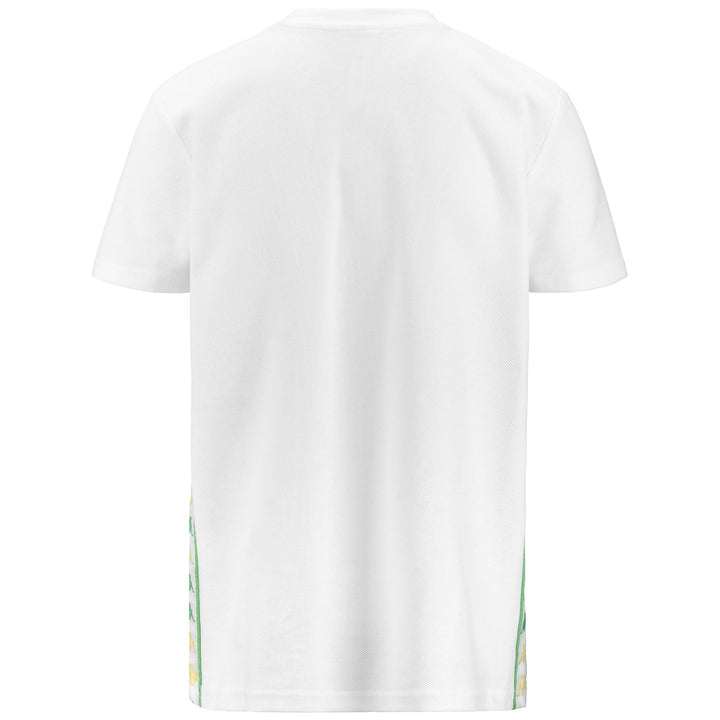 T-ShirtsTop Man 222 BANDA SELMO T-Shirt WHITE-GREEN DUSTY-YELLOW ANISETTE Dressed Side (jpg Rgb)		
