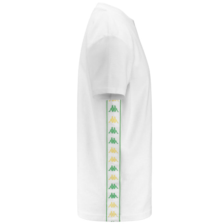 T-ShirtsTop Man 222 BANDA SELMO T-Shirt WHITE-GREEN DUSTY-YELLOW ANISETTE Dressed Front (jpg Rgb)	