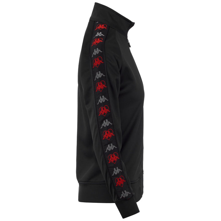 Fleece Woman AUTHENTIC LALLA Jacket BLACK-GREYDK-RED Dressed Front (jpg Rgb)	