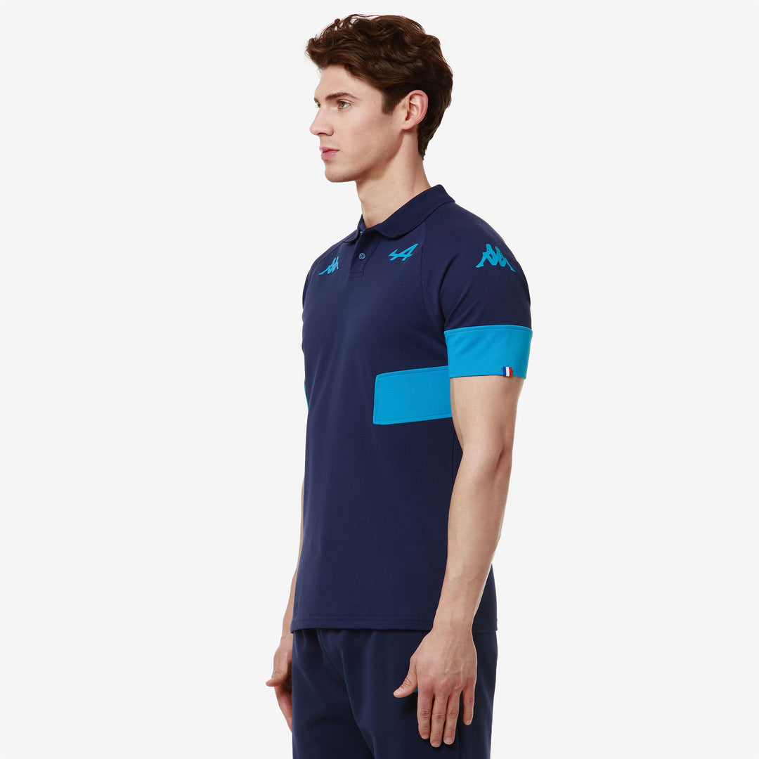 Polo Shirts Man SUPPORTER ANDOI ALPINE F1 Polo BLUE TWILIGHT - BLUE DRESDEN Dressed Front Double		