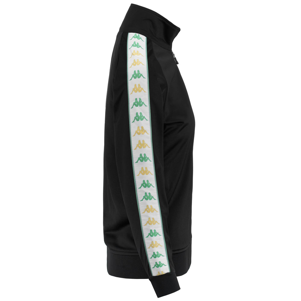 Fleece Woman 222 BANDA WANNISTONI SLIM Jacket BLACK-WHITE-GREEN DUSTY Dressed Front (jpg Rgb)	