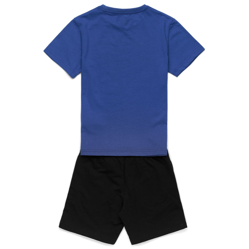 SETS Boy LOGO BALME KID SHORT/ T-SHIRT BLUE SNORKEL - BLACK Dressed Front (jpg Rgb)	