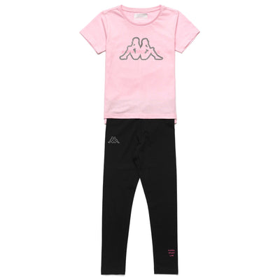 SETS Girl LOGO GRISSO KID Pant/ T-Shirt PINK PAFAIT - BLACK Photo (jpg Rgb)			