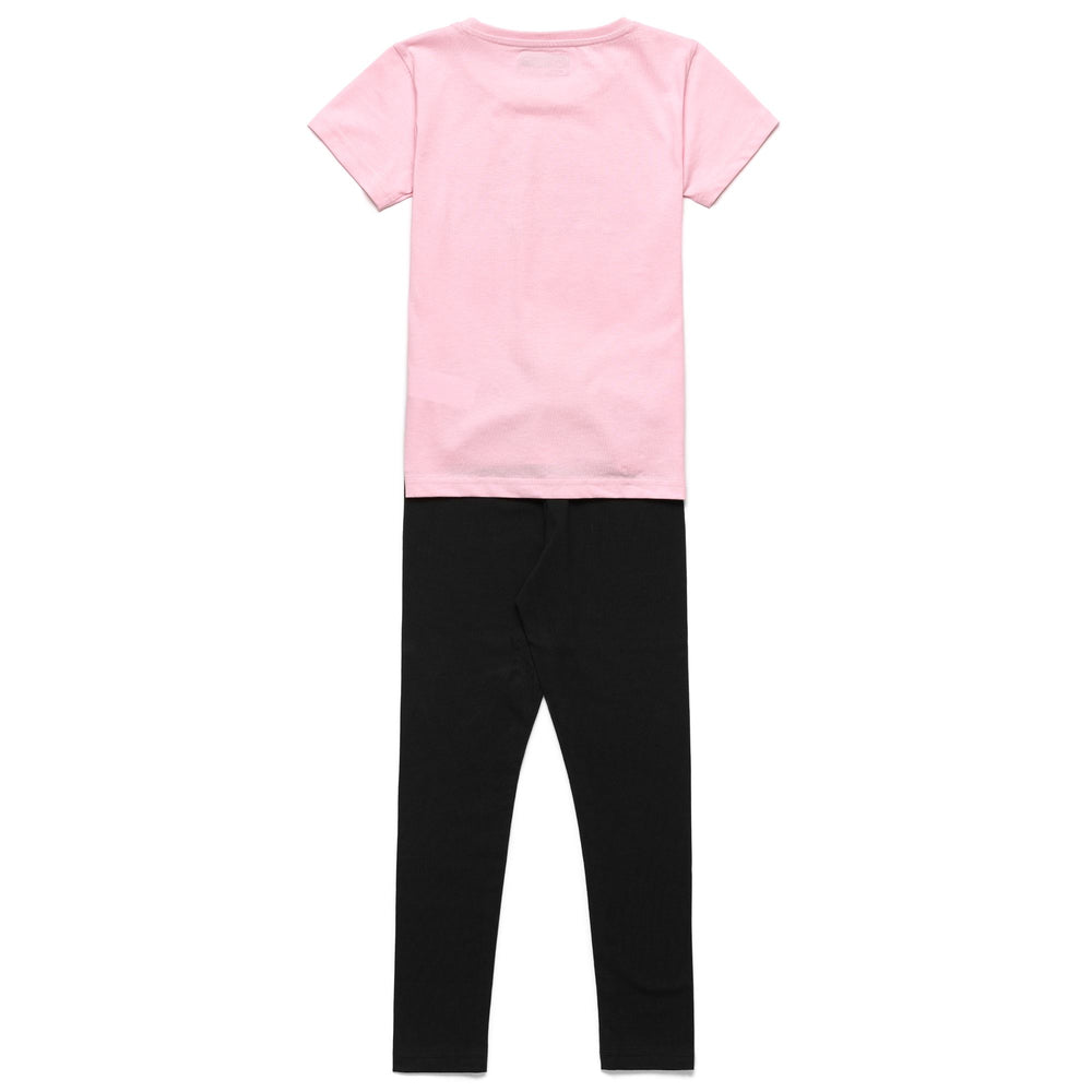 SETS Girl LOGO GRISSO KID Pant/ T-Shirt PINK PAFAIT - BLACK Dressed Front (jpg Rgb)	