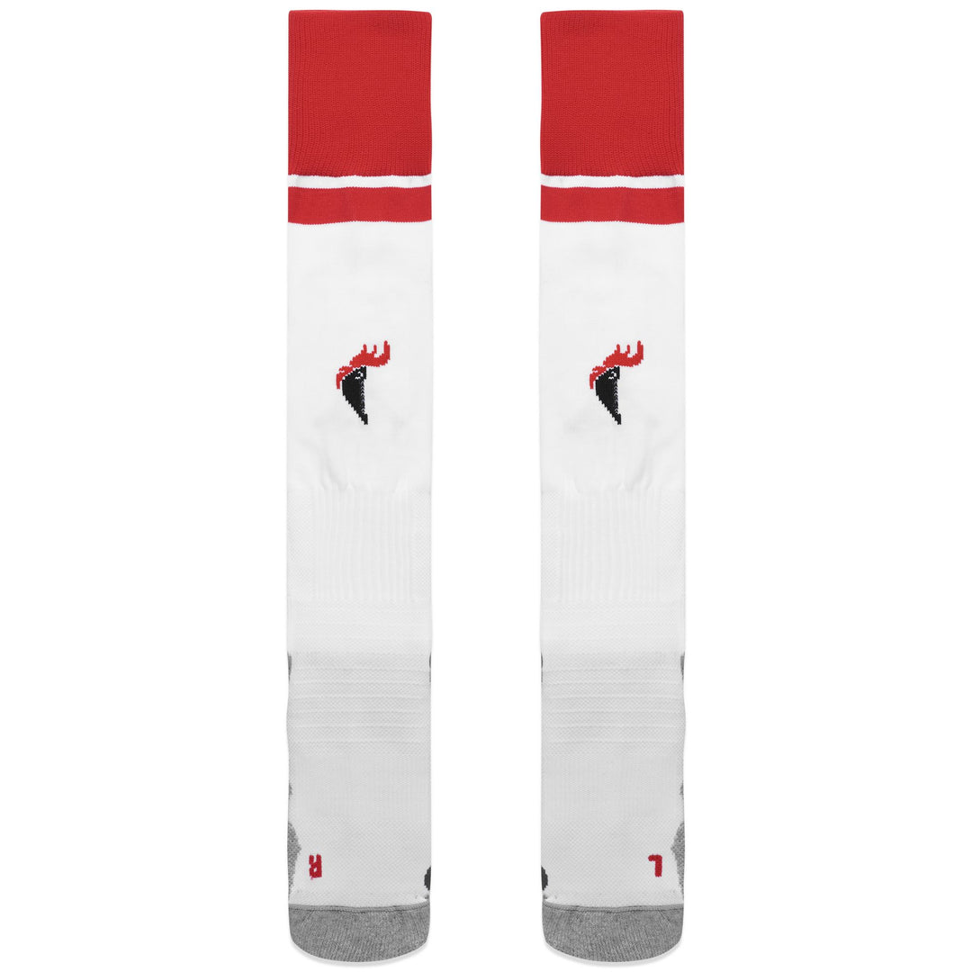 Socks Man KOMBAT SPARK PRO BARI 1PACK Knee High Sock WHITE-RED Dressed Front (jpg Rgb)	