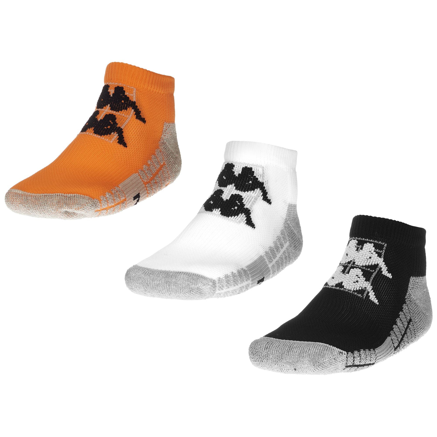 Socks Unisex KOMBAT PADEL EBEREN 3PACK Ankle Sock ORANGE VIBRANT - WHITE - BLACK Photo (jpg Rgb)			