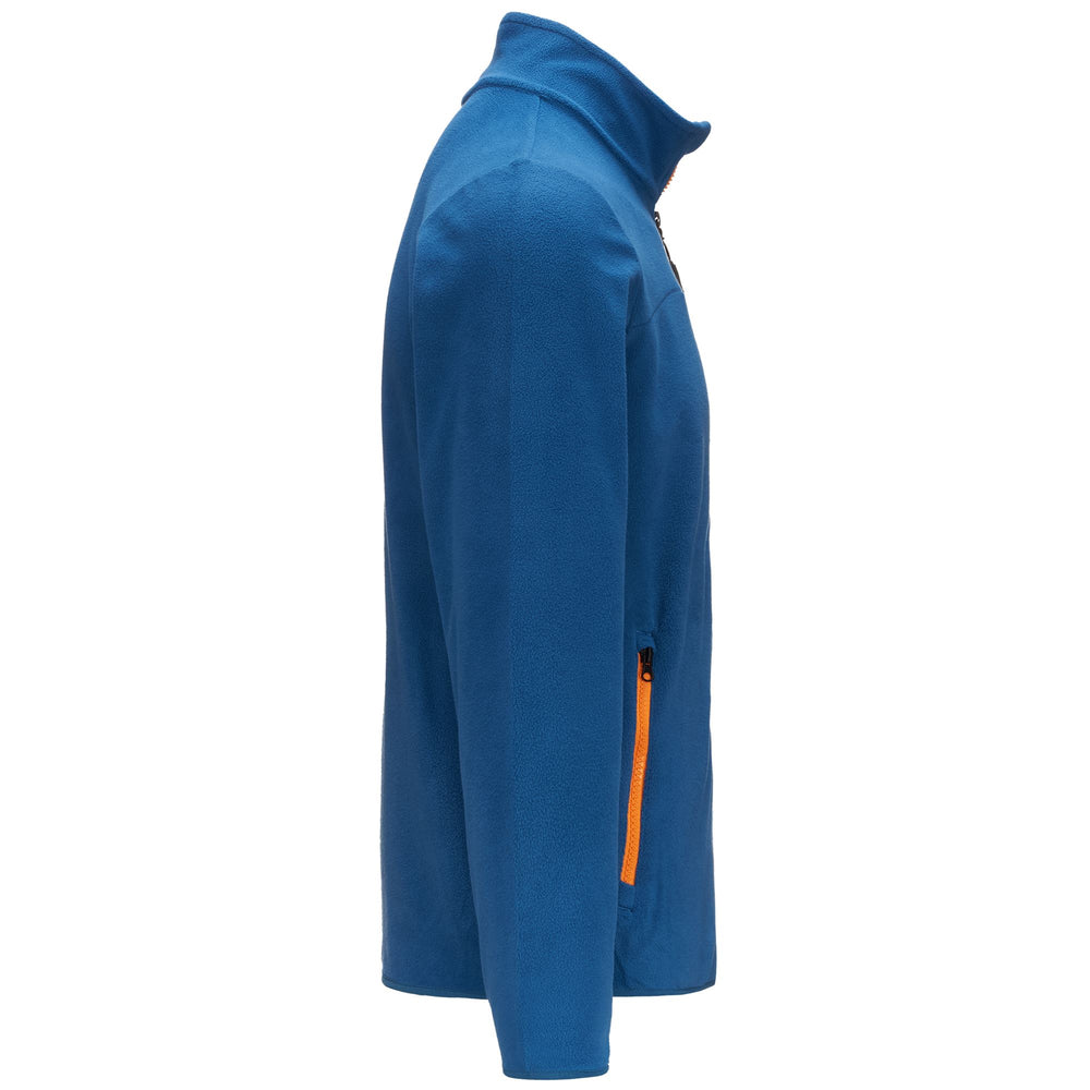 Fleece Man WIND Jacket BLUE STELLAR - ORANGE Dressed Front (jpg Rgb)	