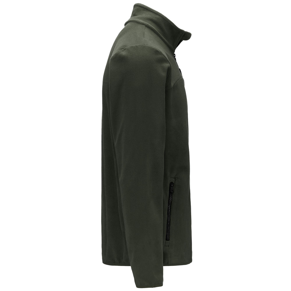 Fleece Man WIND Jacket GREEN THYME - BLACK Dressed Front (jpg Rgb)	