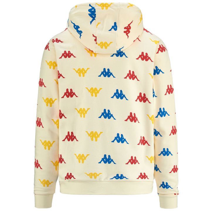 Fleece Man AUTHENTIC FANCY Jumper WHITE ANTIQUE - BLUE DEEP WATER - RED MD CORAL - YELLOW LEMON Dressed Side (jpg Rgb)		