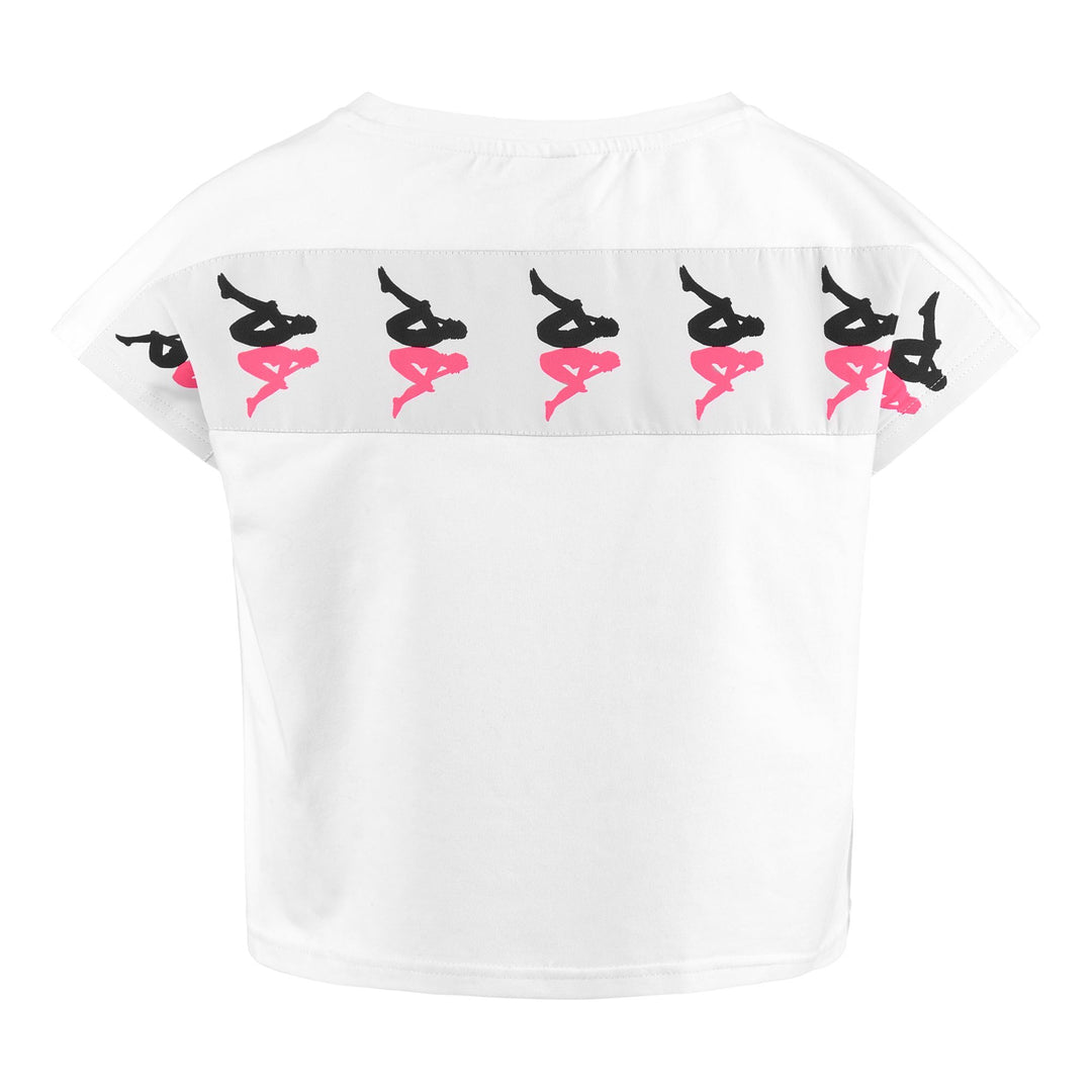 T-ShirtsTop Woman 222 BANDA 10 LAVARS T-Shirt WHITE-BLACK-RASPBERRY Dressed Side (jpg Rgb)		