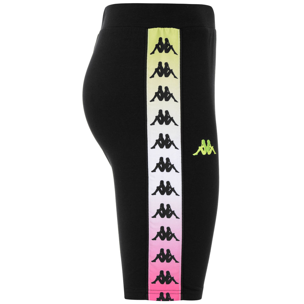 Shorts Woman 222 BANDA DICLES DEGRADE Sport  Shorts BLACK-FUXIA-LIME Dressed Front (jpg Rgb)	