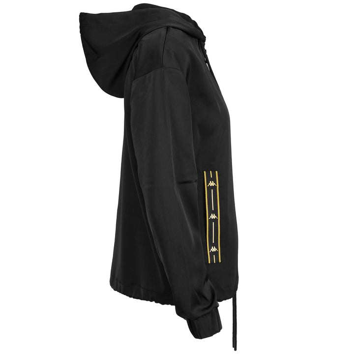 Fleece Woman AUTHENTIC JPN FIORA Jumper BLACK - YELLOW GOLD RICH Dressed Front (jpg Rgb)	