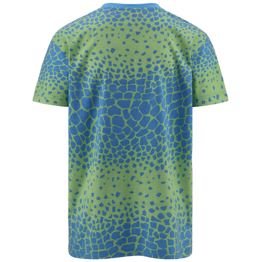 T-ShirtsTop Man 222 BANDA FAPO GRAPHIK T-Shirt GREEN DUSTY-BLUE SMURF GRAPHIK - WHITE Dressed Side (jpg Rgb)		