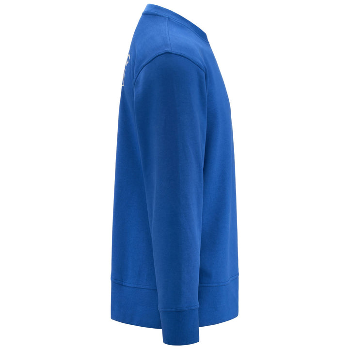 Fleece Man AUTHENTIC SNIPU ORGANIC Jumper BLUE ROYAL-WHITE ANTIQUE Dressed Front (jpg Rgb)	