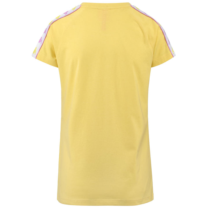 T-ShirtsTop Woman 222 BANDA  APANI T-Shirt YELLOW ANISETTE-WHITE-VIOLET LILLA Dressed Side (jpg Rgb)		