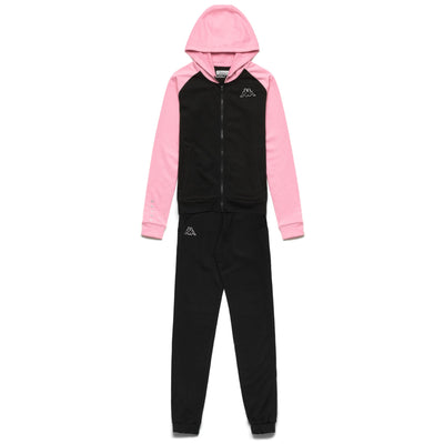 Sport Suits Girl LOGO DRILLA KID TRACKSUIT Black - Pink Candy | kappa Photo (jpg Rgb)			