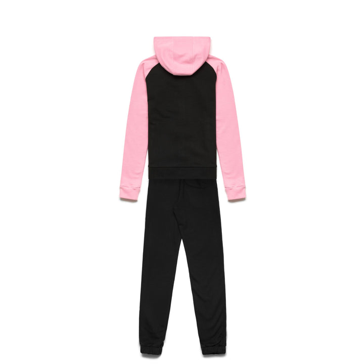 Sport Suits Girl LOGO DRILLA KID TRACKSUIT BLACK - PINK CANDY Dressed Front (jpg Rgb)	