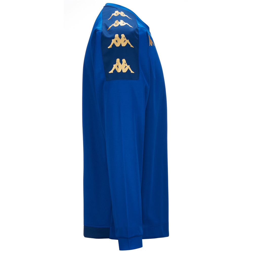 Fleece Man KAPPA4FOOTBALL GAVERNO Jumper BLUE SAPPHIRE-BLUE MD COBALT Dressed Front (jpg Rgb)	