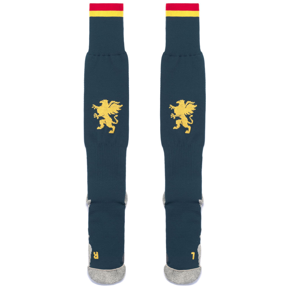 Socks Man KOMBAT SPARK PRO GENOA 1PACK Knee High Sock BLUE DK-YELLOW GOLD RICH-RED Dressed Front (jpg Rgb)	