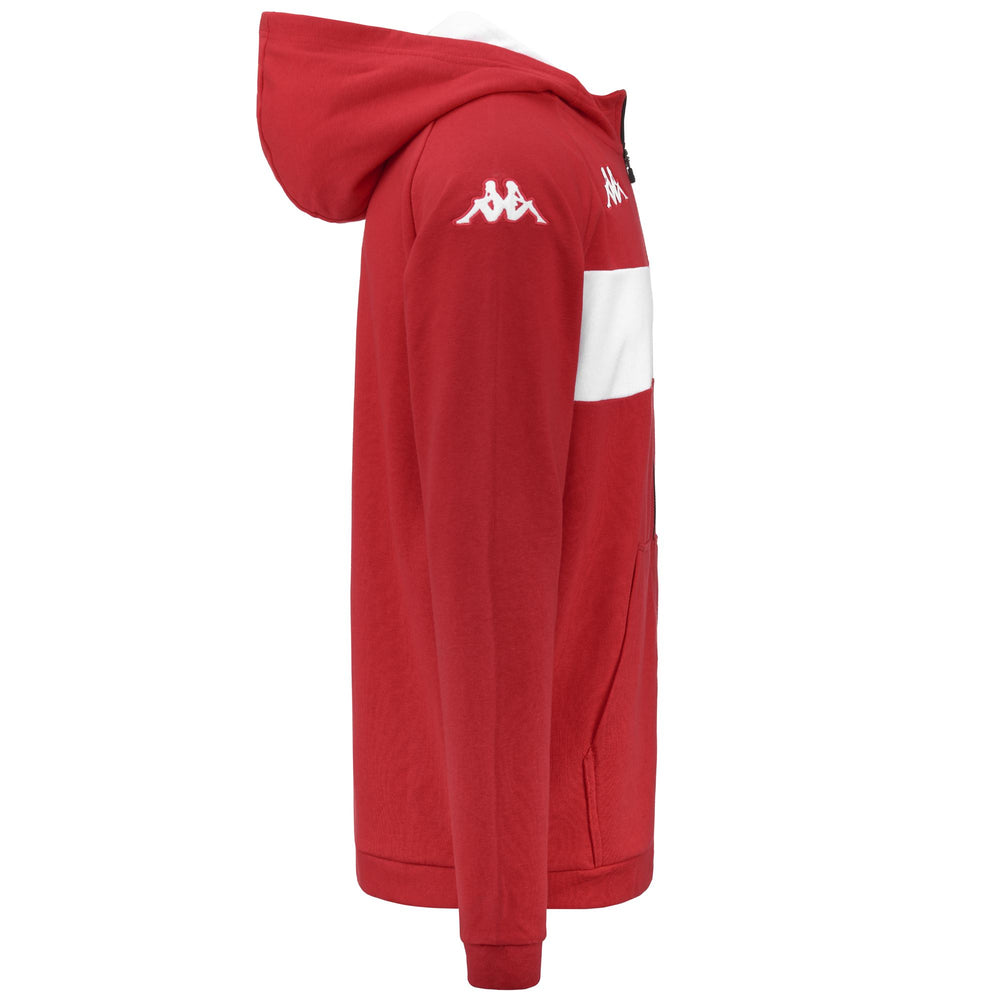 Fleece Man KAPPA4FOOTBALL DACCIOZI Jacket RED-WHITE Dressed Front (jpg Rgb)	