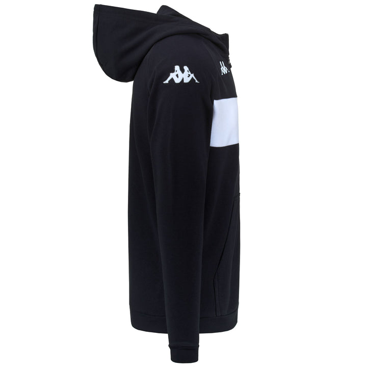 Fleece Man KAPPA4FOOTBALL DACCIOZI Jacket BLACK - WHITE Dressed Front (jpg Rgb)	