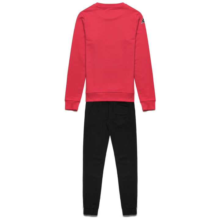 Sport Suits Boy LOGO DERYO KID TRACKSUIT RED  PINKISH - BLACK Dressed Front (jpg Rgb)	