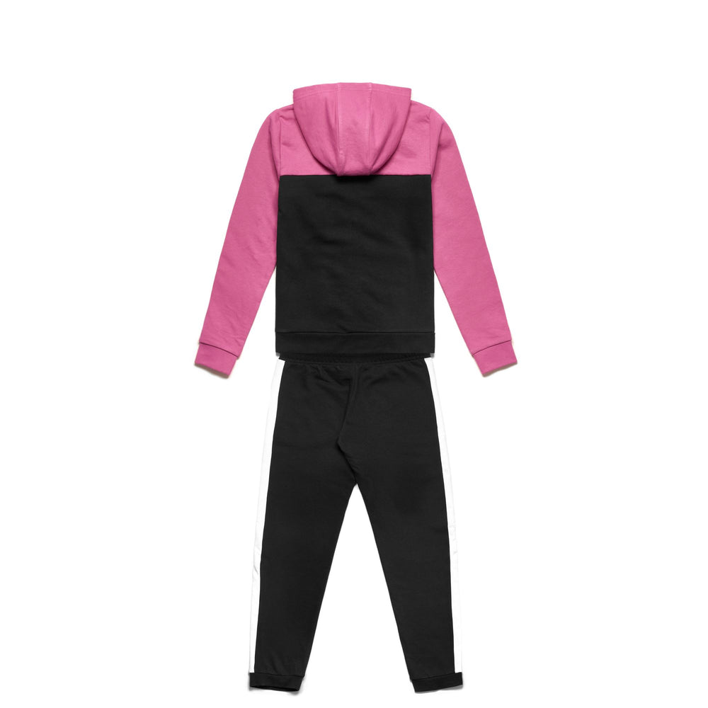 Sport Suits Girl LOGO DEDOS KID TRACKSUIT BLACK - PINK FANDANGO - WHITE Dressed Front (jpg Rgb)	